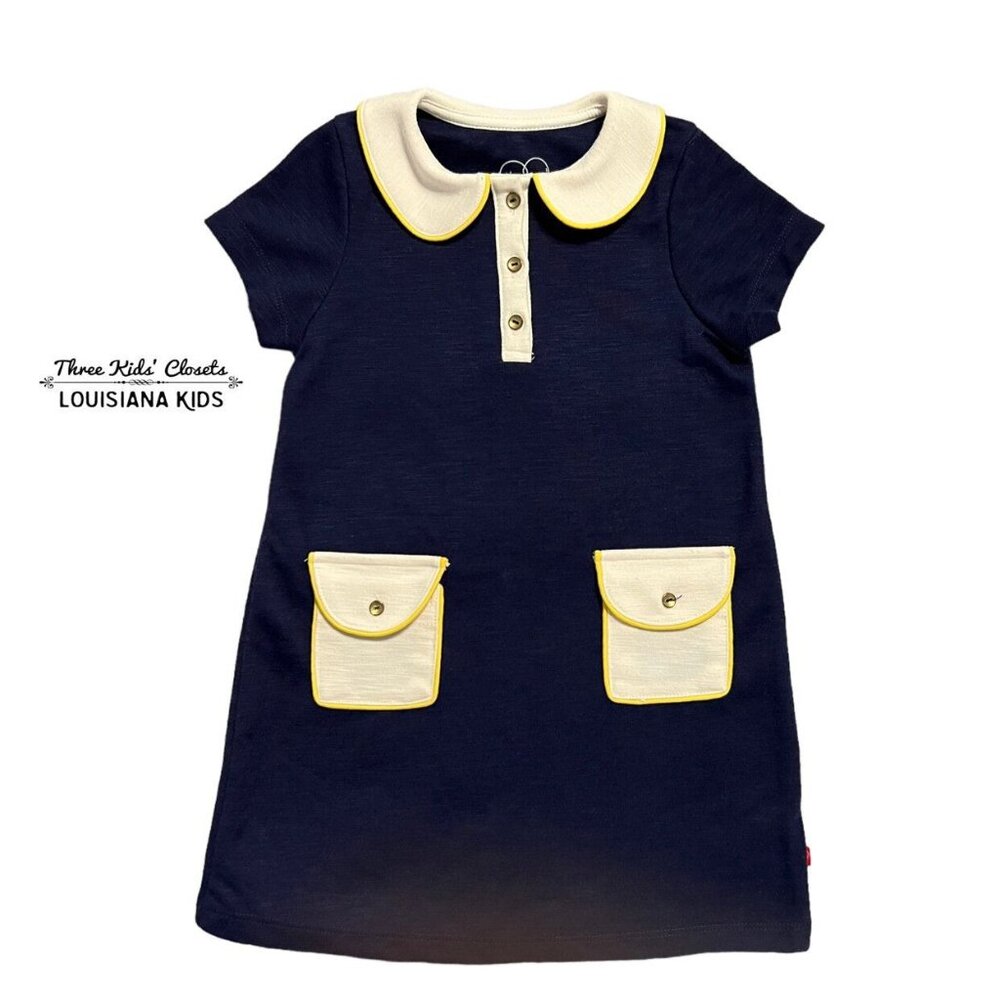 Little Bird By Jools Oliver 3-4Y Navy Collared Pocket Dress